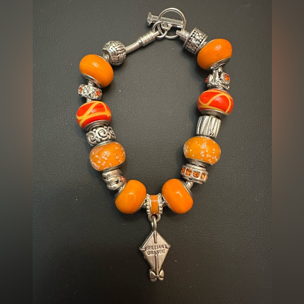 Willabee And Ward “Brilliant Orange” Charm Bracelet Size 8”
